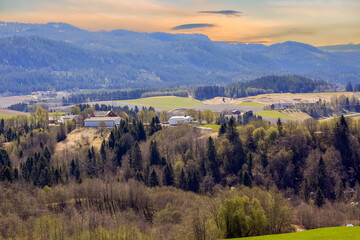 Agricultural area Bratsberg in the spring, Norway - obrazy, fototapety, plakaty