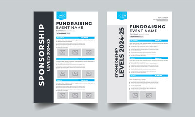 Sponsorship Levels Fundraising Flyers design layout template with 2 Style design - obrazy, fototapety, plakaty