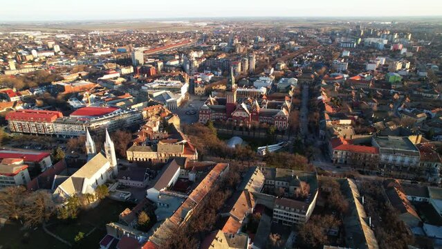 Aerial Panoramic View of European City Skyline with River Urban Cityscape