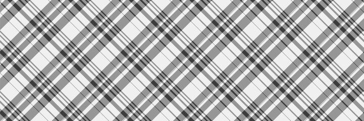 Outline seamless tartan fabric, magazine check background pattern. Graphic vector plaid textile texture in vintage gray and white colors.