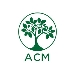 ACM Letter logo design template vector. ACM Business abstract connection vector logo. ACM icon circle logotype.
