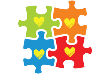 Let's accept the difference. World autism awareness day theme image for poster and banner or greeting card. Editable vector, eps 10.