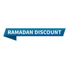 Ramadan Discount Text In Blue Rectangle Ribbon Shape For Promotion Sale Business Marketing Social Media Information

