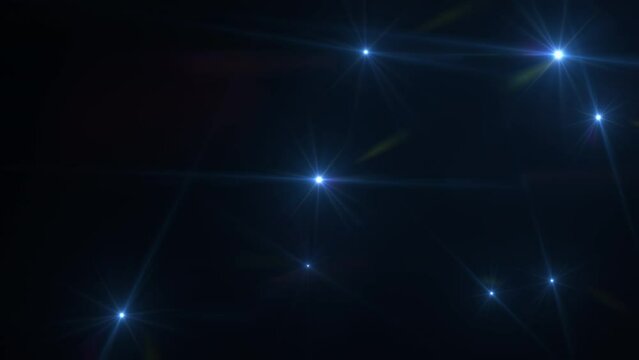 Abstract Loop flickering glow blue flashing optical lens flares animation photographer camera flashes background. 4K seamless loop dynamic kinetic bright star shine light