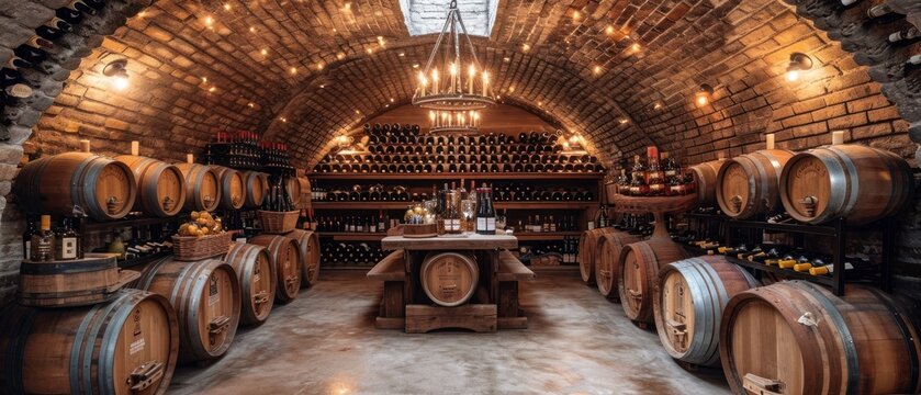Collection of many bottles in the cellar