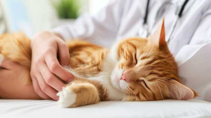A veterinarian with a cat