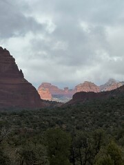 Low hanging clouds in rainy desert Sedona, Arizona