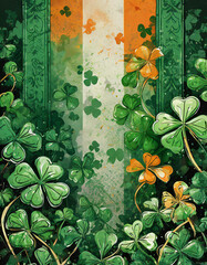 Long Vintage Header Shamrocks St Patricks Day Irish Flag