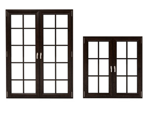 Wooden windows isolated on white background.