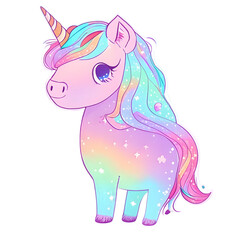 Vector cartoon illustration of a cute black horse with a pink mane, capturing the wild and farm essence in a stylish design