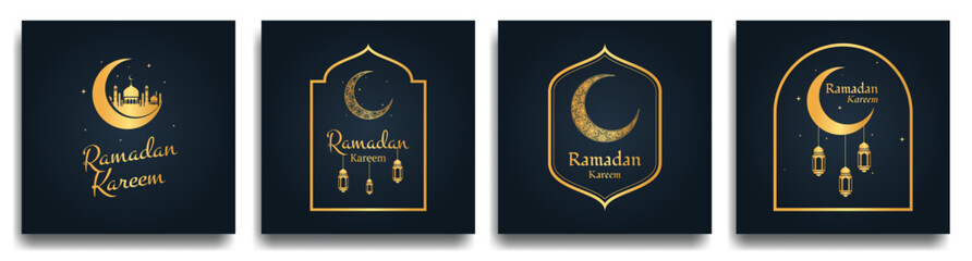 Ramadan Kareem set of posters or invitations design. Vector illustration.