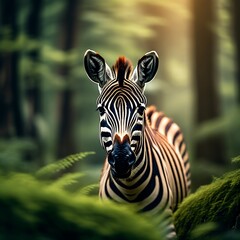 Naklejka premium zebra in forest, World Wildlife Day