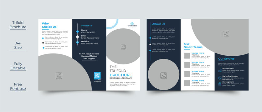 Creative business trifold brochure template with modern design	