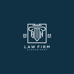 BH initial monogram logo for lawfirm with pillar design in creative square