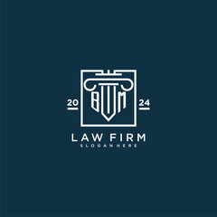 BM initial monogram logo for lawfirm with pillar design in creative square