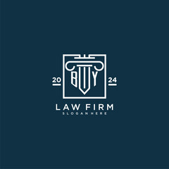 BY initial monogram logo for lawfirm with pillar design in creative square