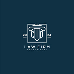 CD initial monogram logo for lawfirm with pillar design in creative square