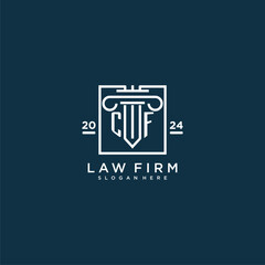 CF initial monogram logo for lawfirm with pillar design in creative square
