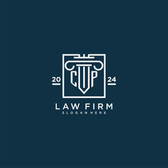 CP initial monogram logo for lawfirm with pillar design in creative square