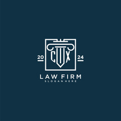 CX initial monogram logo for lawfirm with pillar design in creative square