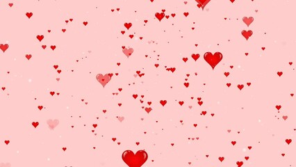 animated red heart love symbol and white particles flying scatter. valentine and marriage concept on soft pink alpha cannel background.
