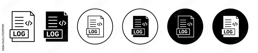 Aufkleber log file vector icon set collection. log file outline flat icon.