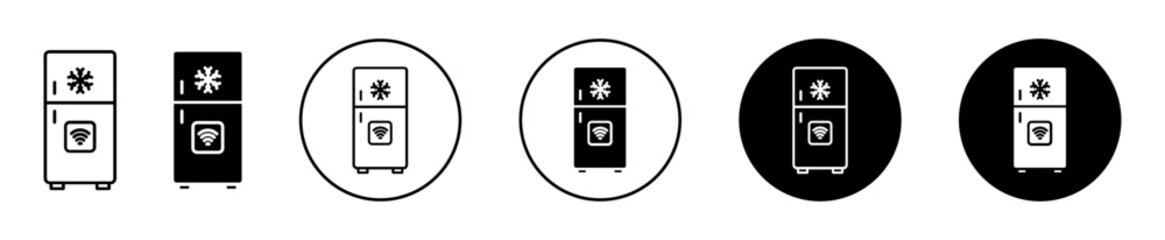 smart fridge vector icon set collection. smart fridge Outline flat Icon.