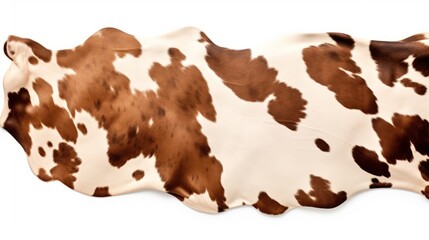 Animal rights concept A cowhide rug with natural brown and white spots and smooth texture.