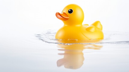 classic yellow rubber duck floating on water bath time for children.
