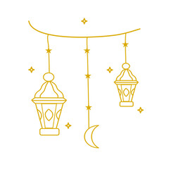 Line islamic arabic lantern