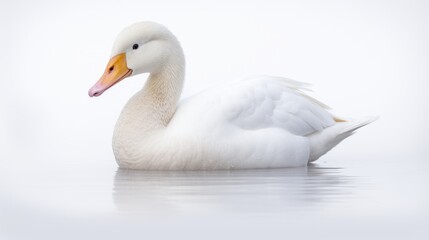 Obraz premium Animal rights concept white duck floating on calm water