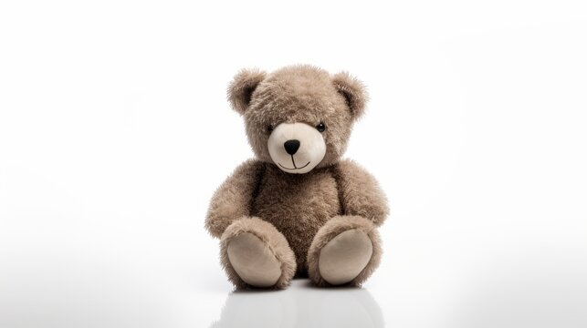 A soft brown teddy bear childhood memories on white background