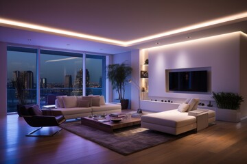 Contemporary Living Room with City View