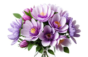 Obraz premium Purple anemone on a white watercolor background