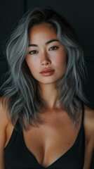 Fototapeta premium beautiful woman with gray hair,ai
