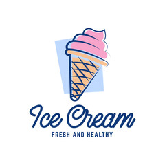 Ice Cream Logo Design. Ice cream shop logo badges and labels, gelateria signs.