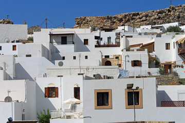 Grèce, tourisme sur l'île de Rhodes, ville de Lindos