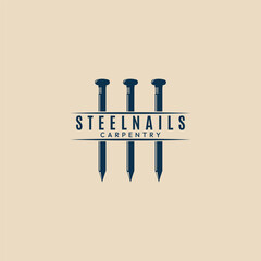 steel nails icon logo vector vintage symbol illustration design graphic template