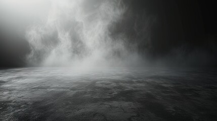 Add some haze or mist to a black concrete floor. - obrazy, fototapety, plakaty