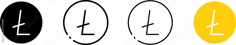 Poster ltc coins icon set. litecoin set. linear style. vector icons