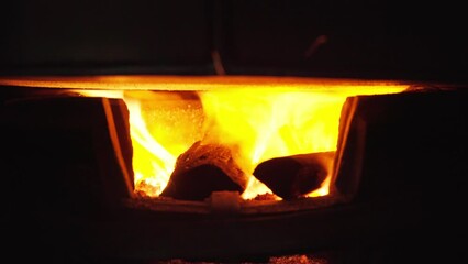 hot charcoal burning on a stove