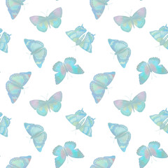 Seamless watercolor pattern of colorful butterflies
