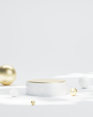 Fototapeta na wymiar Luxury abstract golden podium minimal geometric white marble and gold style abstract