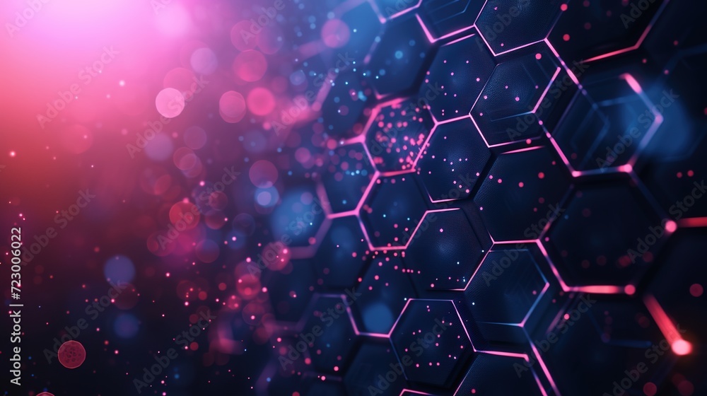 Poster abstract blue background with hexagonal patterns showcasing technology.