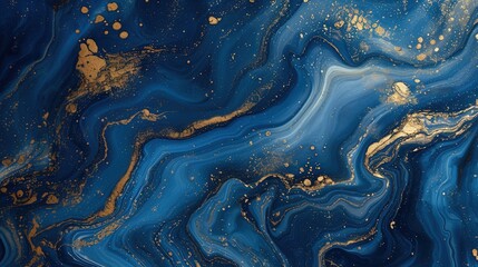 Beautiful blue and gold abstract ocean.