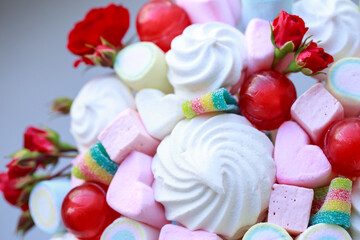 Fototapeta na wymiar background of marshmallows and caramel
