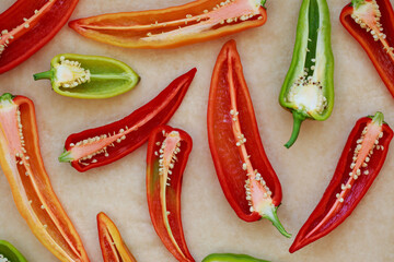 background of halves peppers