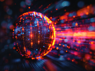 Cyber earth globe digital technology binary coding datum communication connection cyberspace illustration