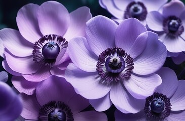 Purple anemone on a white watercolor background - obrazy, fototapety, plakaty