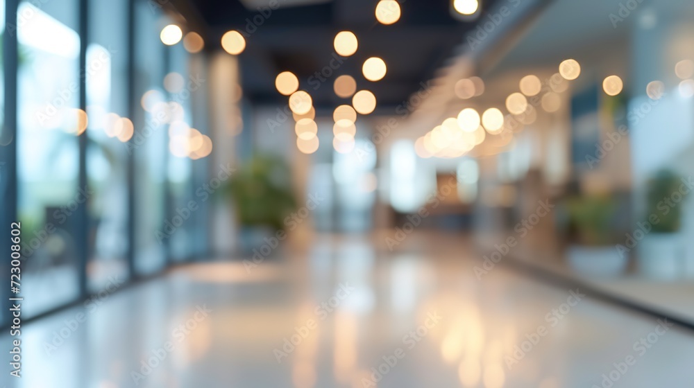 Poster background of abstract light bokeh in an inside office.